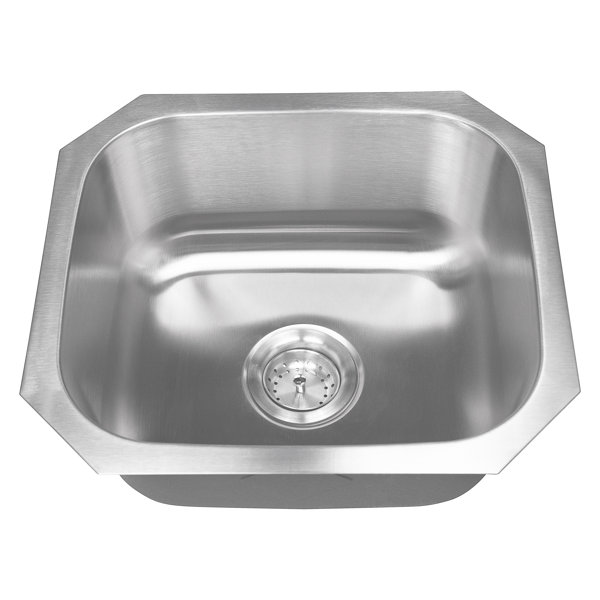 MSI SleekSteel Single Bowl 16"x18Stainless Steel Drawn 18 Gauge Kitchen Sink Wayfair